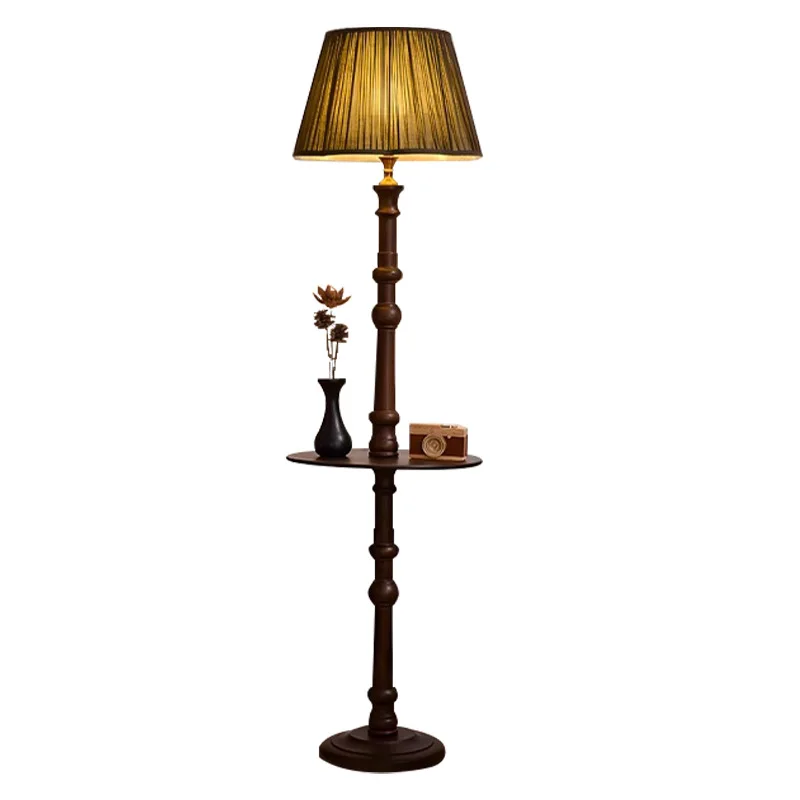 

American retro coffee table floor lamp sofa living room bedroom study round table vertical medieval solid wood atmosphere lamp