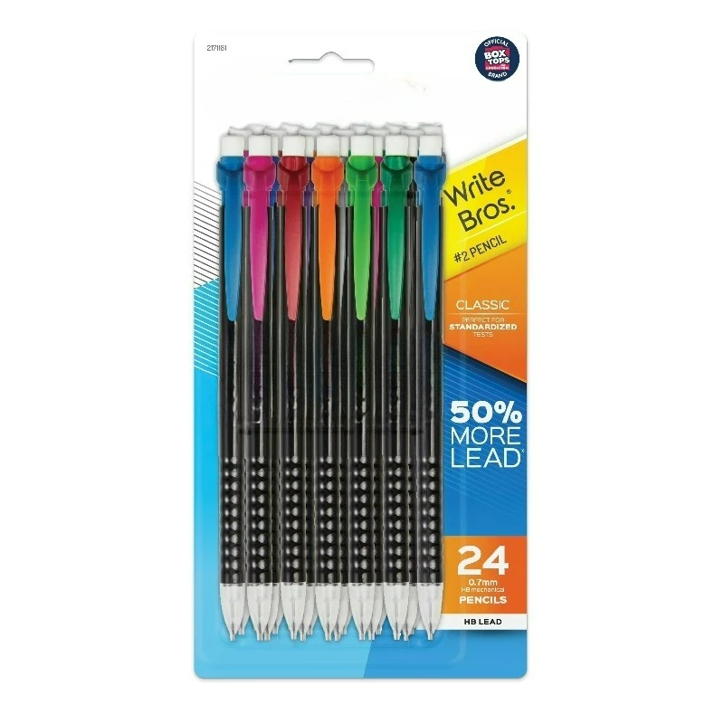 

Механические карандаши, Write Bros. Classic # 2 карандаша, разные цвета, 0,7 мм, 24 штуки