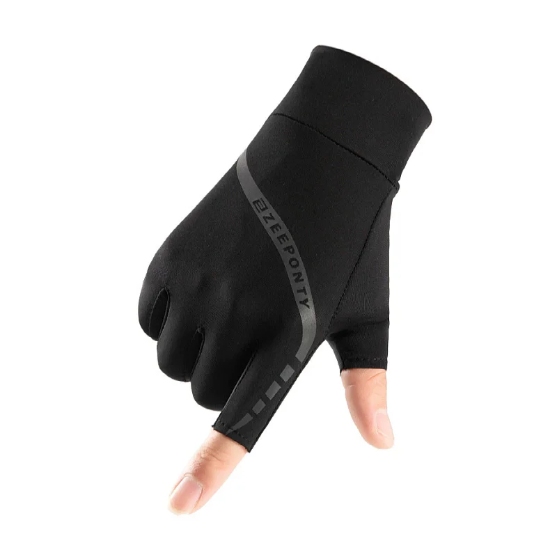 Männer Sommer Eis Seide Radfahren Handschuhe Dünne Sonnencreme Fahren Halbfinger Touchscreen Angeln Handschuhe Zwei-Finger-Design – Detail 6