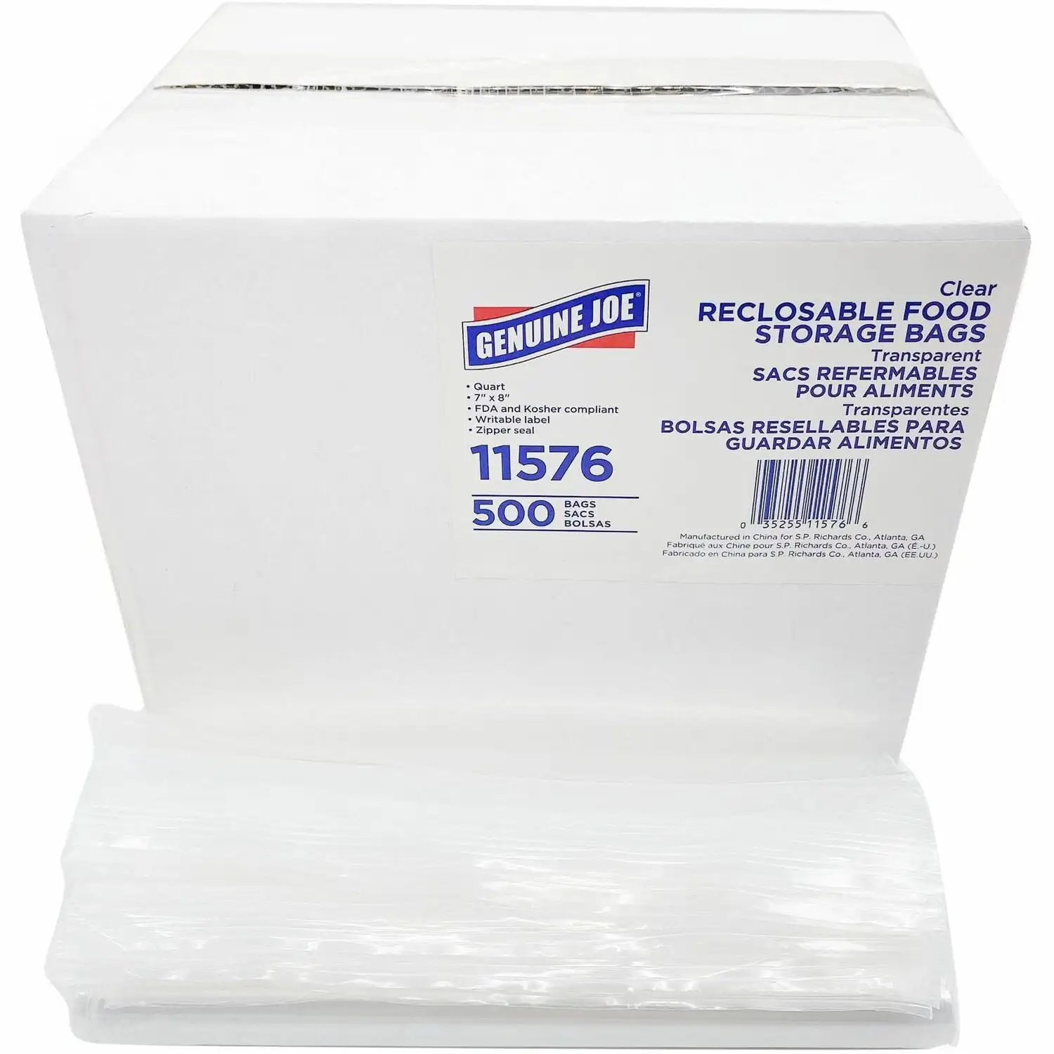 

Genuine Joe, GJO11576, Food Bolsas de Almacenamiento 500 / Caja, Transparente