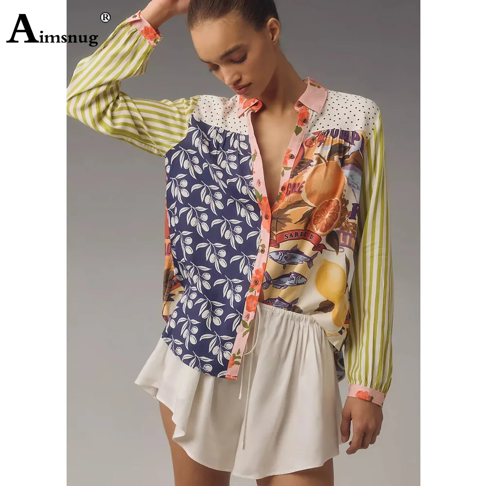 Estilo europeo 2025 camisas de manga larga con estampado 3D para mujer nuevas blusas básicas informales blusa para mujer camisa con cuello vuelto blusas para mujer