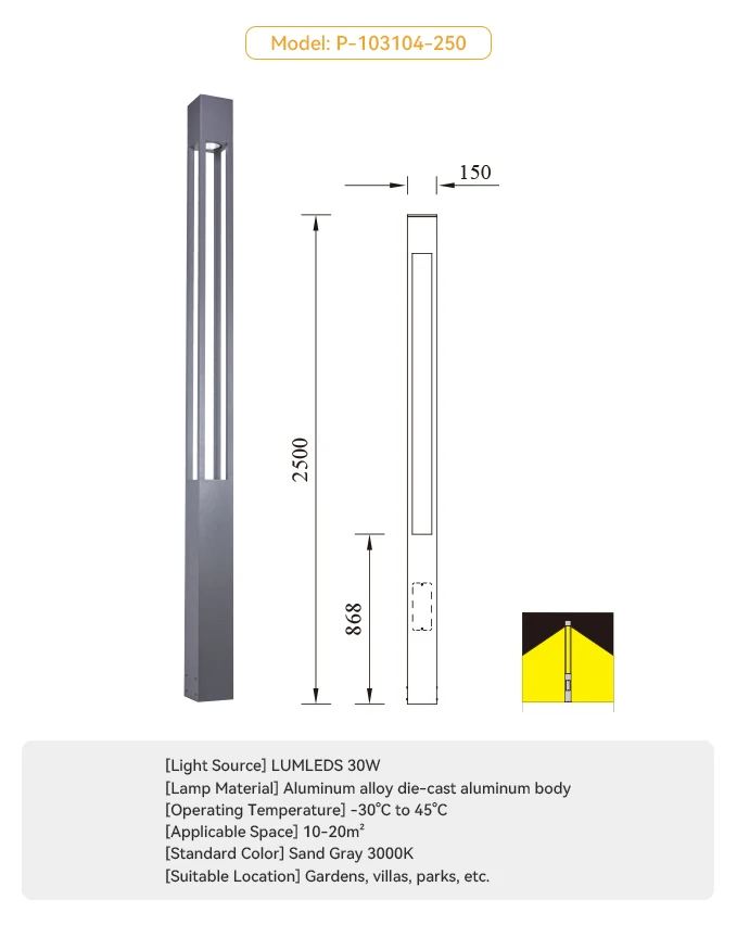 Garden Customized 3000K Post Light Outdoor Waterproof Vintage Pole Lights for Yard Street Courtyard Lighting Design