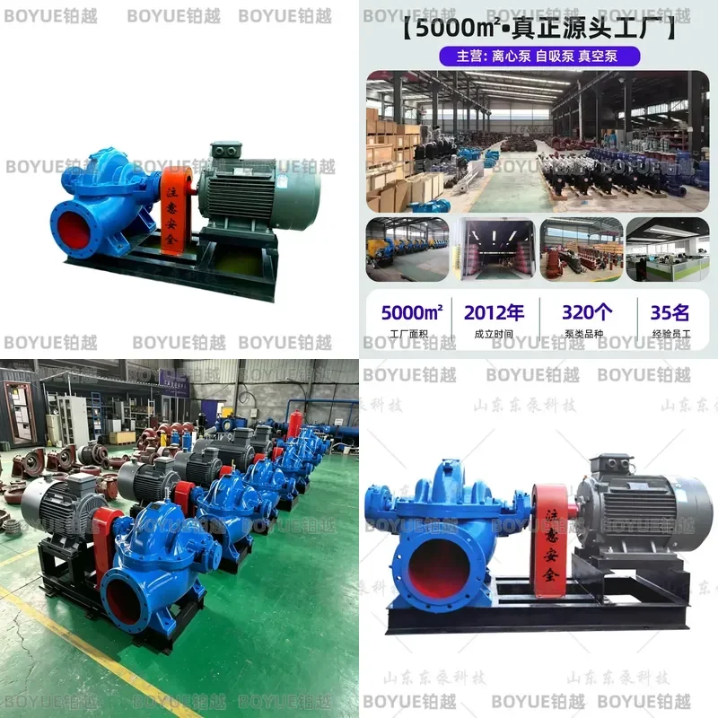Horizontal Split Case Centrifugal Pump High Flow Double Suction Industrial Water Supply Drainage Mine Farmland Irrigation