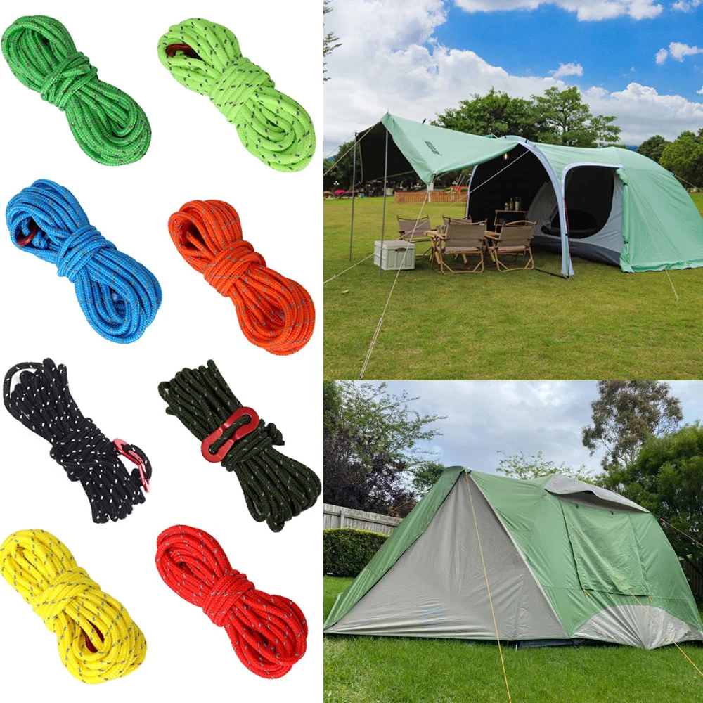 

Camping Reflective Guyline Tent Rope Tarp Tie Down Accessory Set 2-Hole Adjuster Windproof Cord Outdoor Durable Rope Equipment
