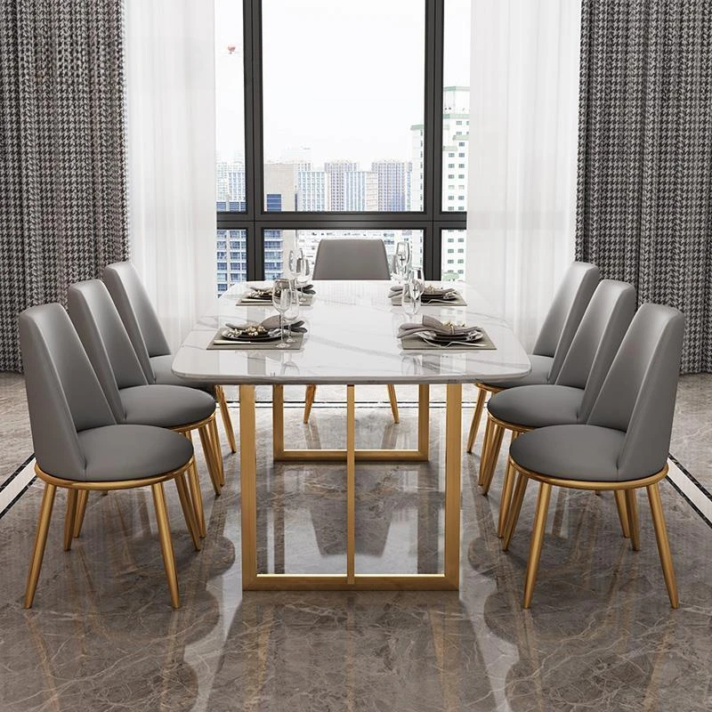 

High-End Kitchen Tables Big Family High Quality Dining Room Metal Luxury Italian-Style Cadeira Furniture Living Room FGM