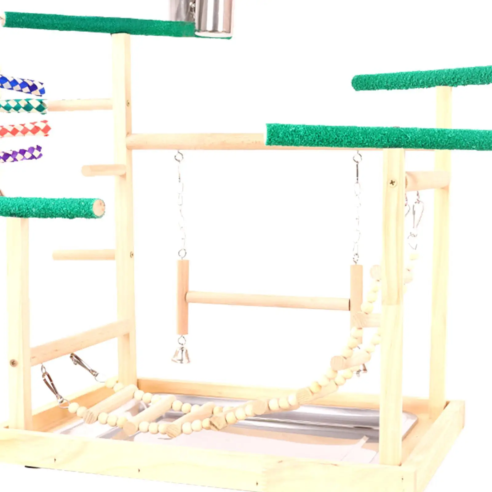 Poleiro de madeira para playground de pássaros, brinquedo de exercício de jogo, brinquedo de mastigar multiuso, suporte de jogo de escada de madeira para calopsitas