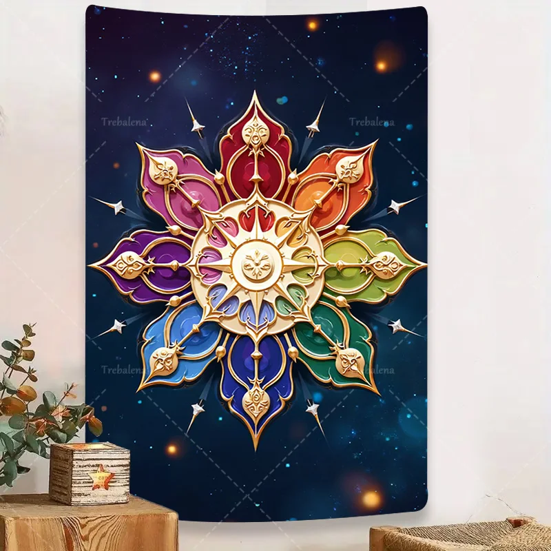

1pc Wall Tapestry "Boho Mandala Tapestry - Cosmic Floral Design for Bohemian Room Decor"