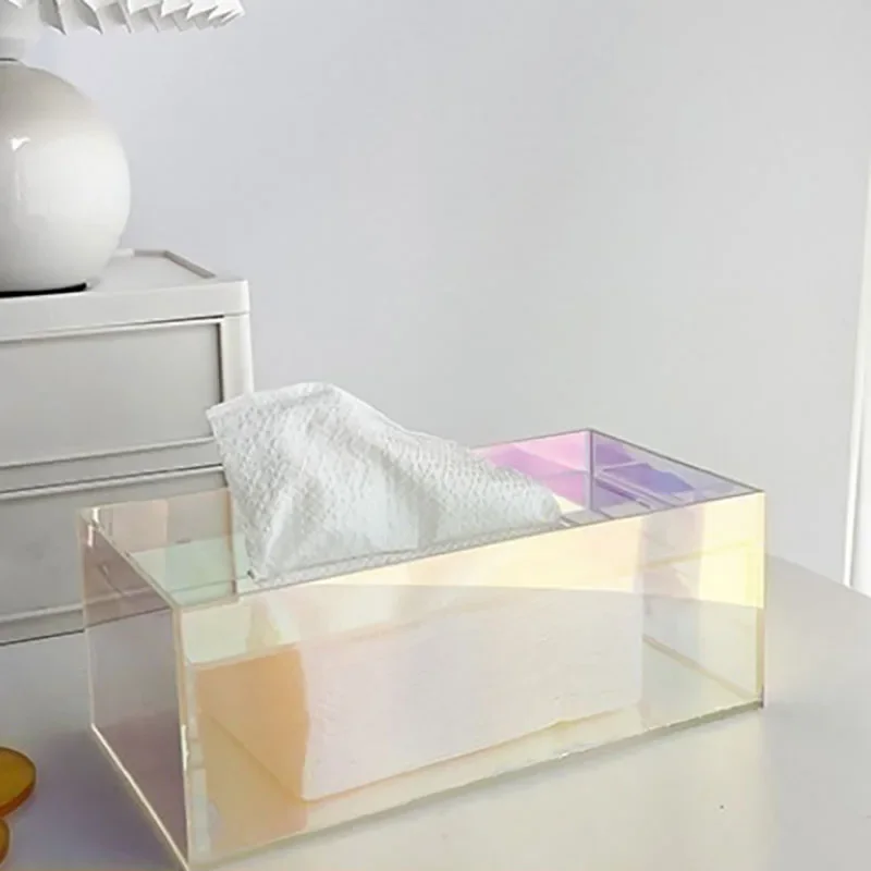 Acrylic Colorful Tissue Box Creative Nordic Luxury Facial Tissue Dispenser Box Desktop Napkin Holder Decoration