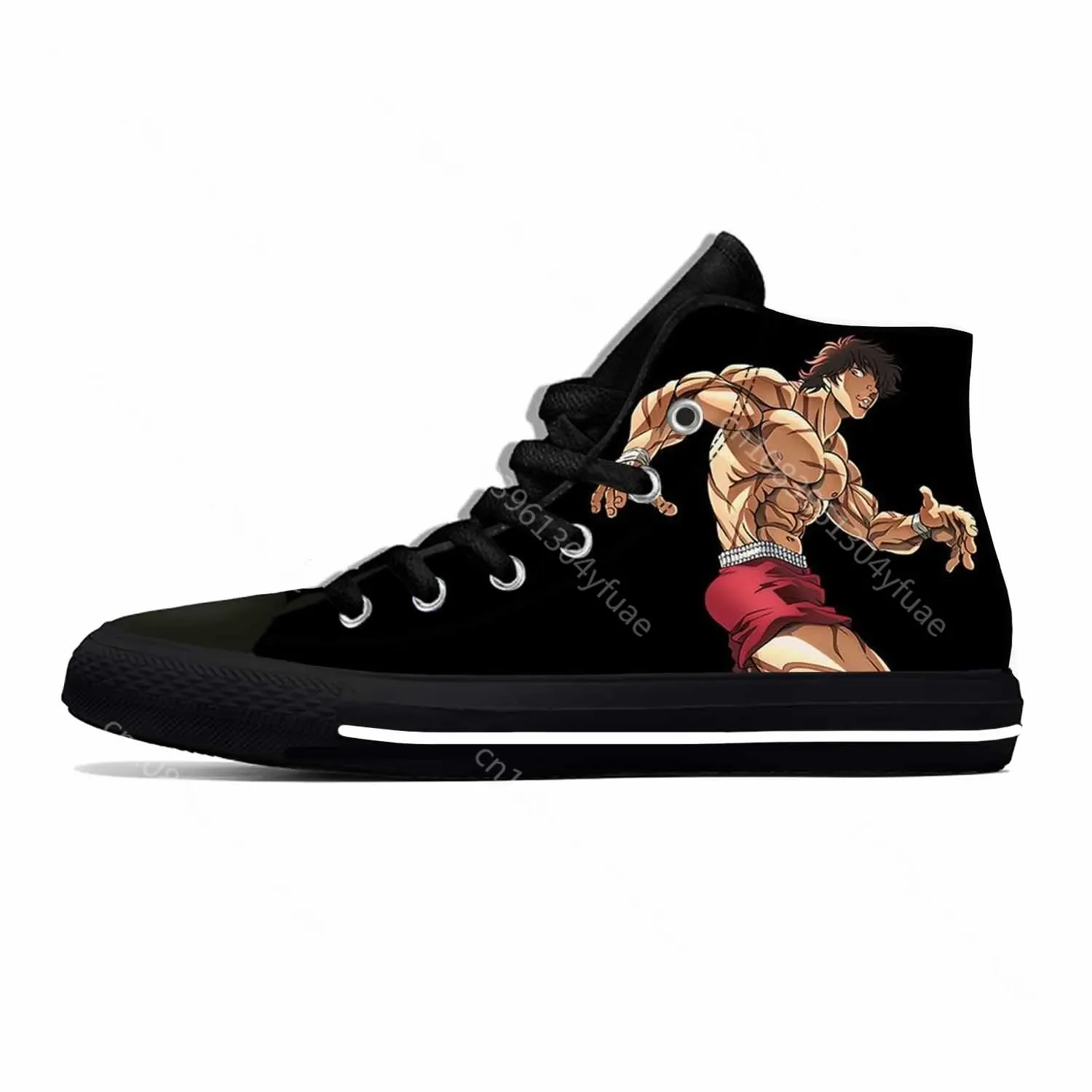 Anime Manga Cartoon Baki The Grappler Hanma Baki Hot Casual Shoes High Top Lightweight Breathable Board Shoes Men Women Sneakers