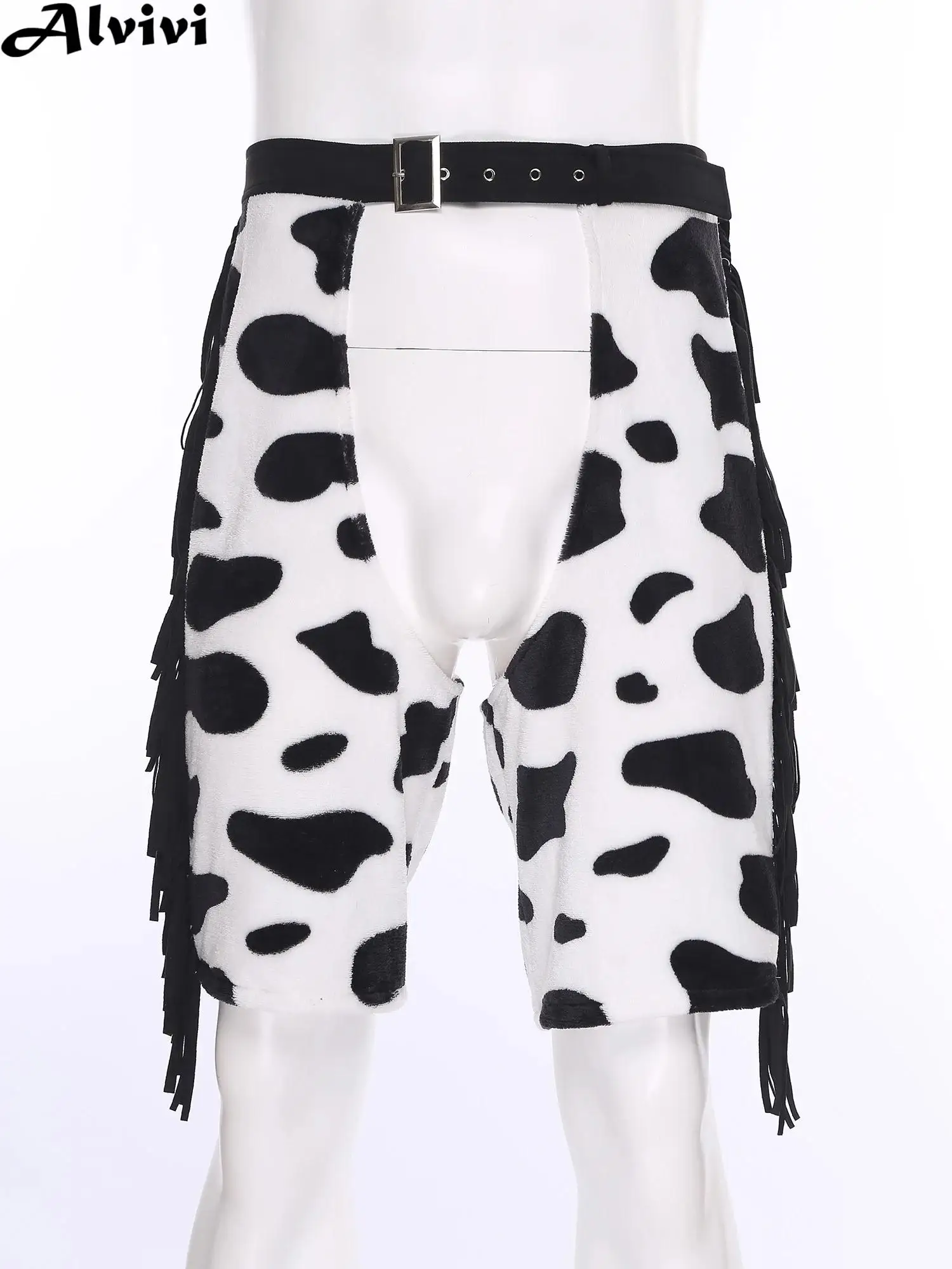 

Мужские фланелевые ковбойские шорты с кисточками и коровьим принтом, винтажные ковбойские шорты без вырезов в стиле вестерн, вечерние клубные костюмы на Хэллоуин, карнавальный костюм