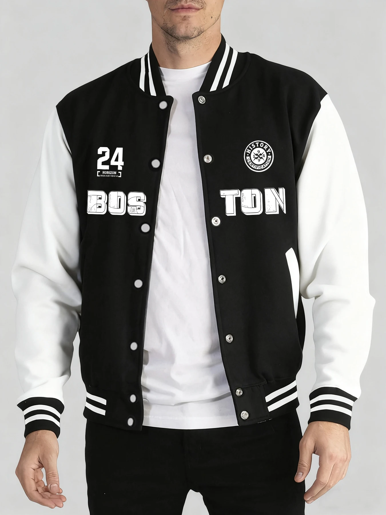 

Brooklyn New York Letter Printed Man'S Autumn Jackets Street Soft Veste Button Vintage Clothes Basics Fashion Baseball Uniform