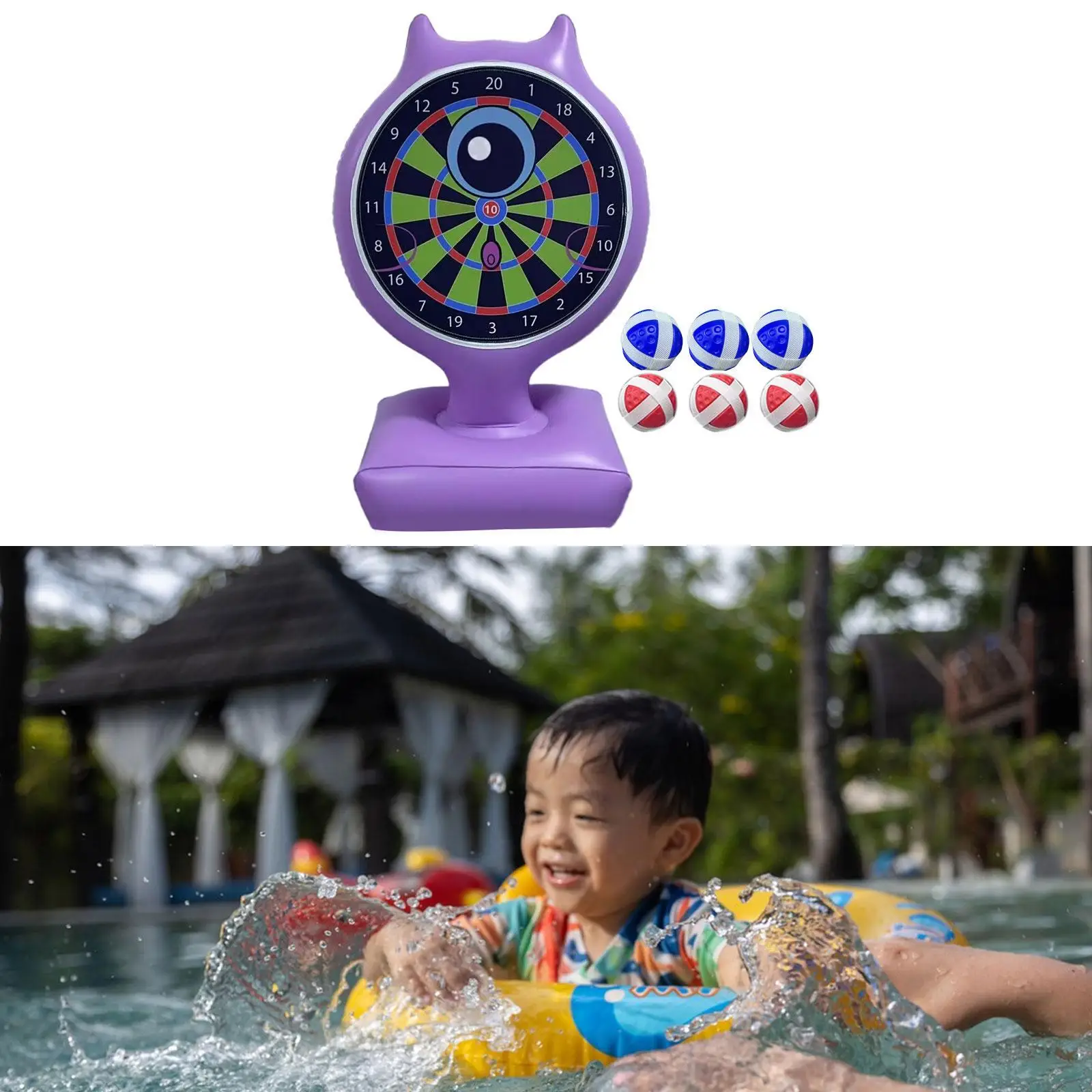 

Надувной набор для игры в дартс на открытом воздухе: красочная доска для дартса с 6 шариками для детей, для игр на заднем дворе и газоне