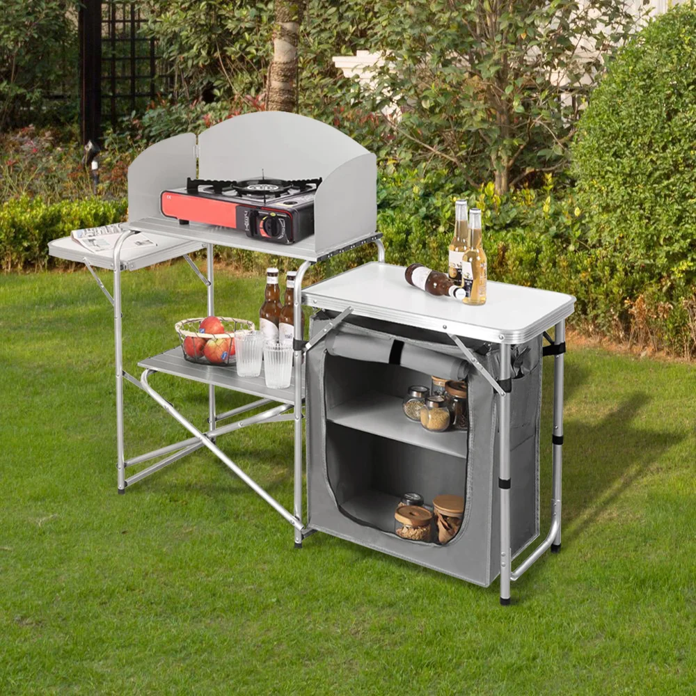 Outdoor Protable Camp Kitchen with Zippered Storage