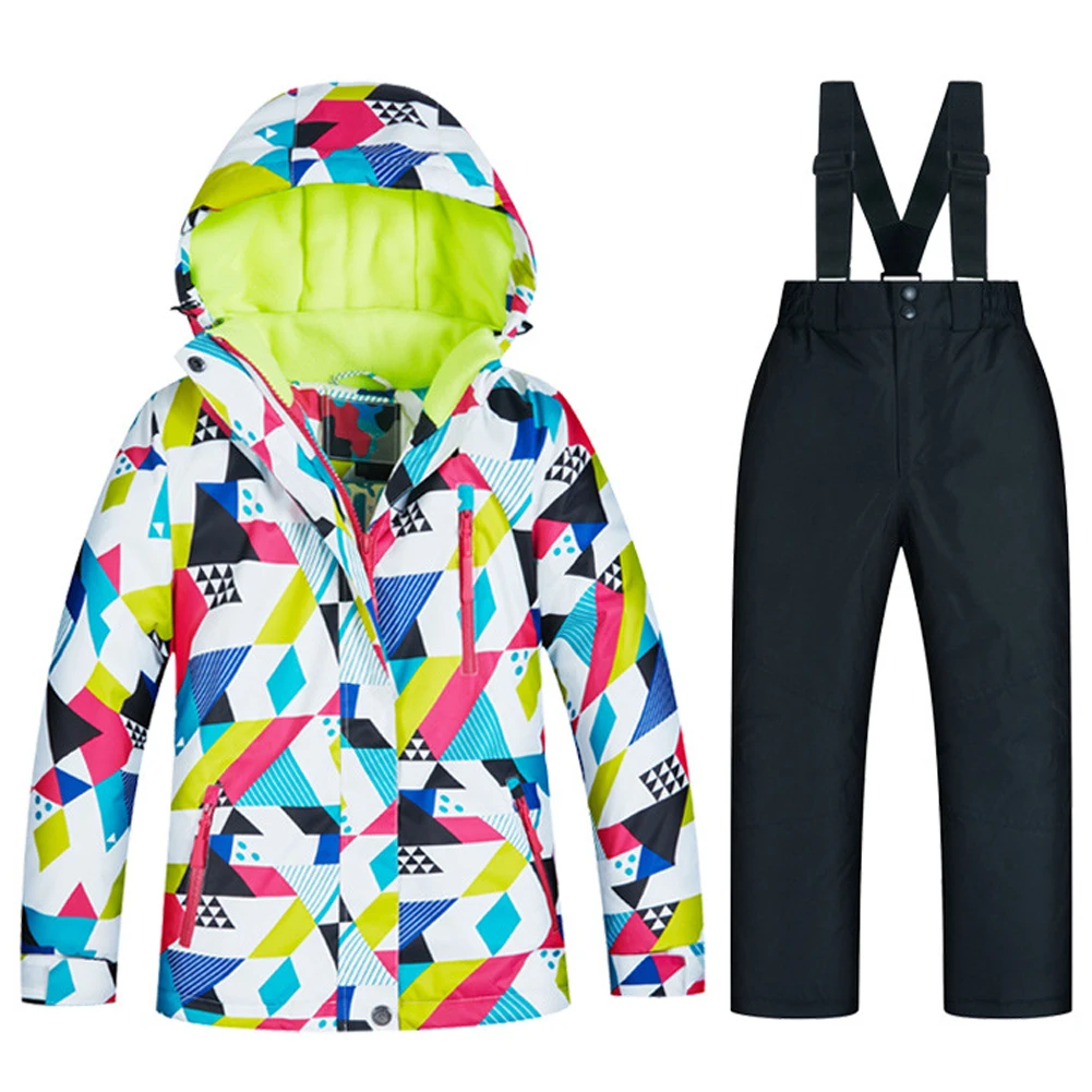 Girls Boys Winter Skiing Wear,Kids Ski Suits,Snow Jacket + Bib Pants,Windproof Waterproof Warm Children's Snowboarding Suits
