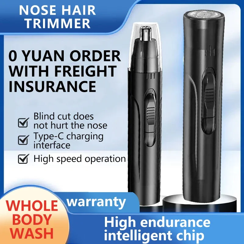 Electric Nose Hair Clipper Rechargeable Multi-kinetic Shaving 2 In 1 Unisex Fully Washable Shaving Automatic Nose Trimmer