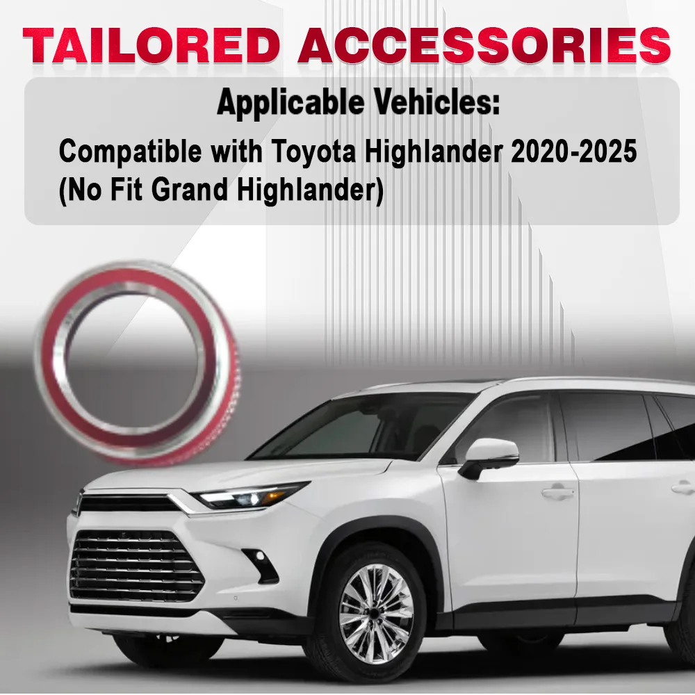 Perilla de ajuste de espejo retrovisor de coche, decoración de anillo, cubierta embellecedora para Toyota Highlander 2020 2021 2022 2023 2024 2025, 1 ud.