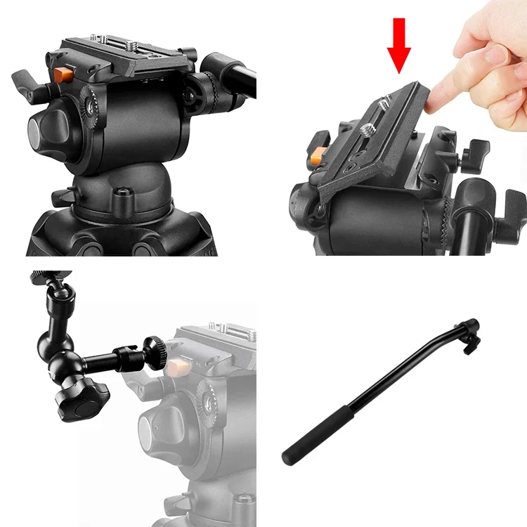 NEW E-IMAGE  EG03A2  67-Inch Professional Camera Video Tripod with Fluid Head and Carrying Bag