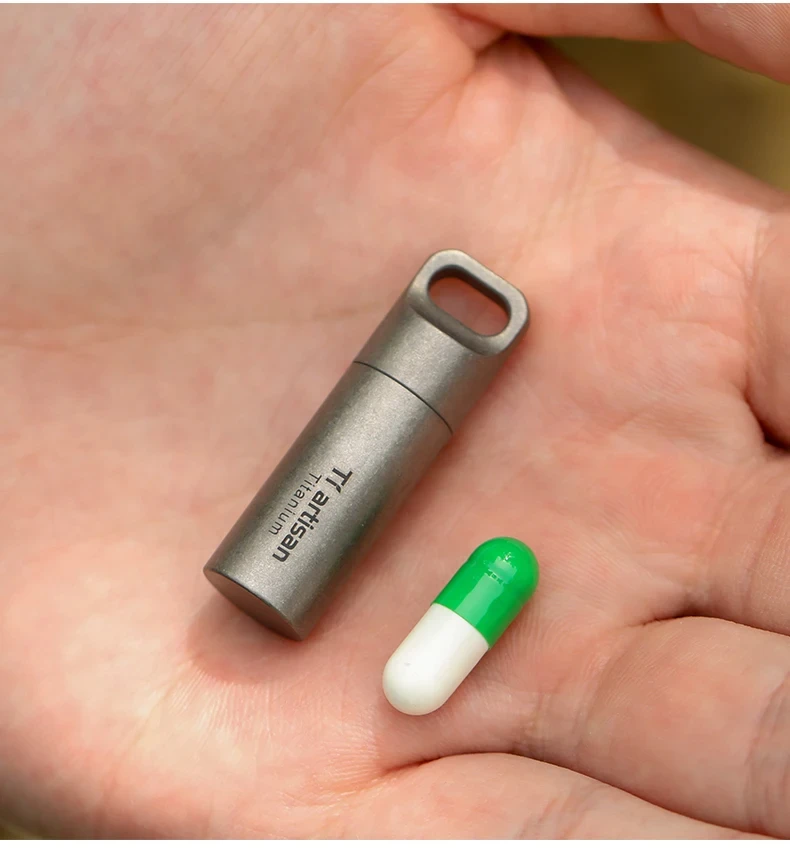 Tiartisan Titan Mini EDC-Werkzeuge Tragbare Versiegelte Medizinflasche für Zuhause und Outdoor Wasserdichte Titan-Pillendose – Detail 10
