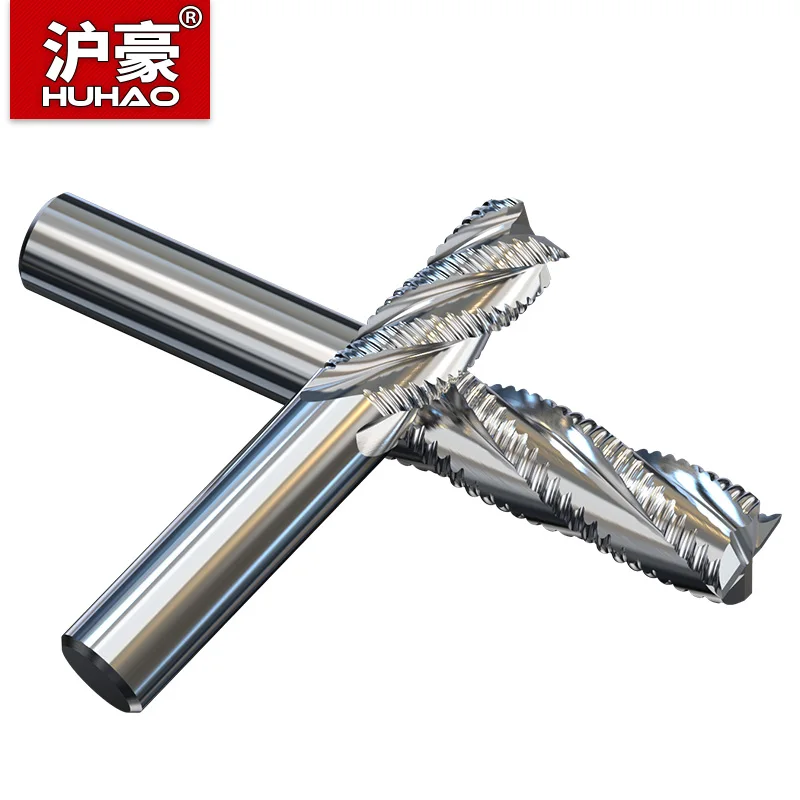 

HUHAO Full-Grinding Wave Edge Milling Cutter for Aluminum 4 Flutes Endmills High Speed Steel Router Bit Open-Coarse CNC Tools