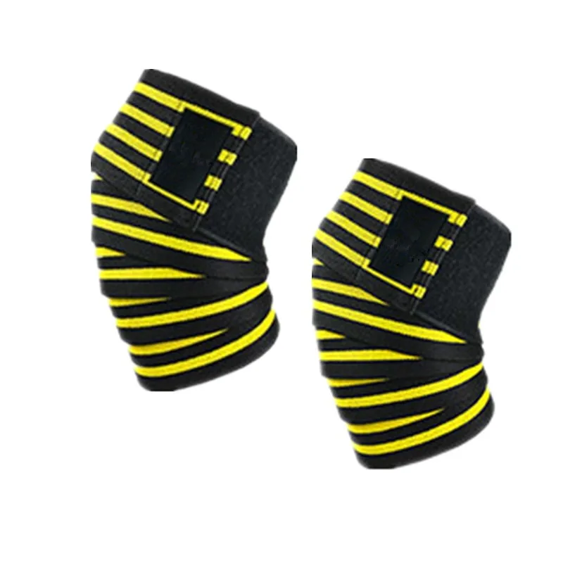 1 Pair Sports Knee Wraps Straps for Gym Workout Weightlifting Fitness Squats Training Elastic Knee Strap Sleeves Protector