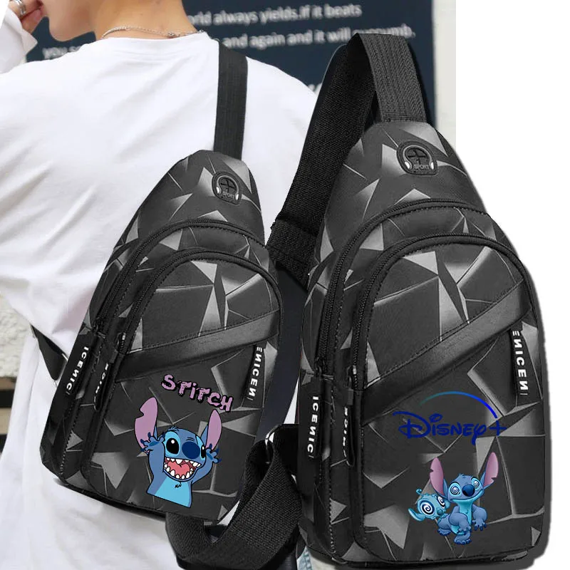 Disney-Sac de poitrine multifonctionnel pour homme, sacs à bandoulière décontractés, sacs de sport polyvalents, voyage à la mode, CAN o & Stitch, 2024