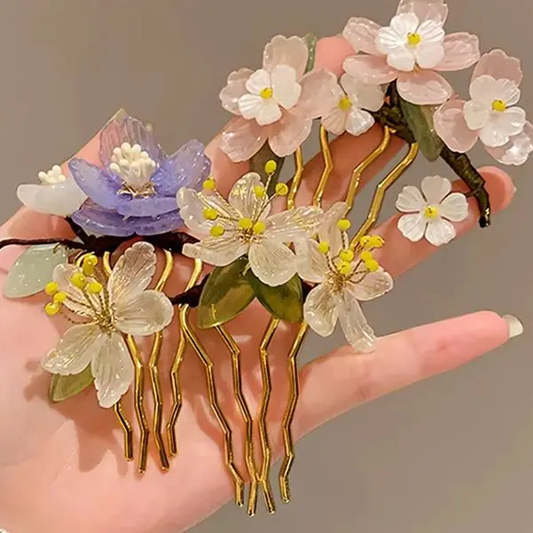 

Расческа для волос в китайском стиле, палочка для волос U-образная заколка Cheongsam с цветком для аксессуаров Hanfu