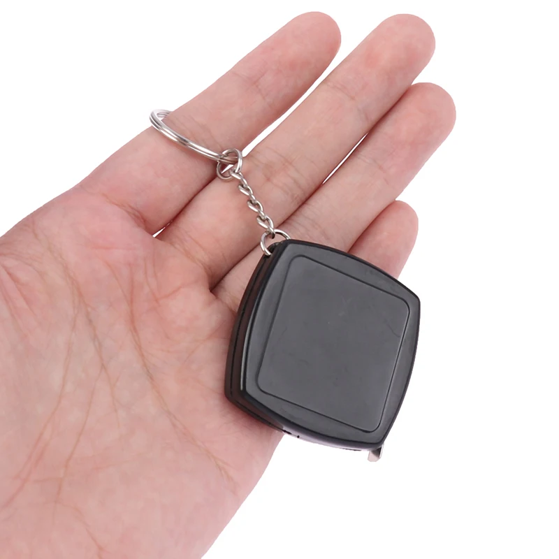 Black Square 2m Tape Measure Retractable Gift Small Steel Ruler Key Chain Mini Steel Automatic Telescopic Measuring Tape