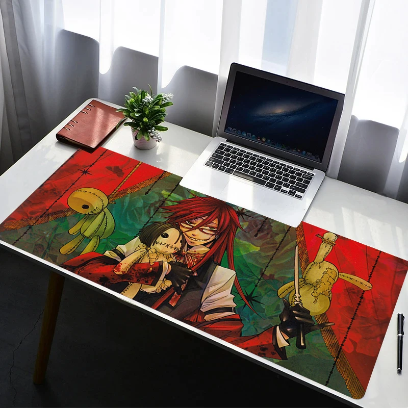 Mouse Pad PC Non Slip Rubber HD Mousepad Laptop Gamer Cabinet Keyboard Pad Office B-black Butler Computer Gaming Desk Mouse Mat
