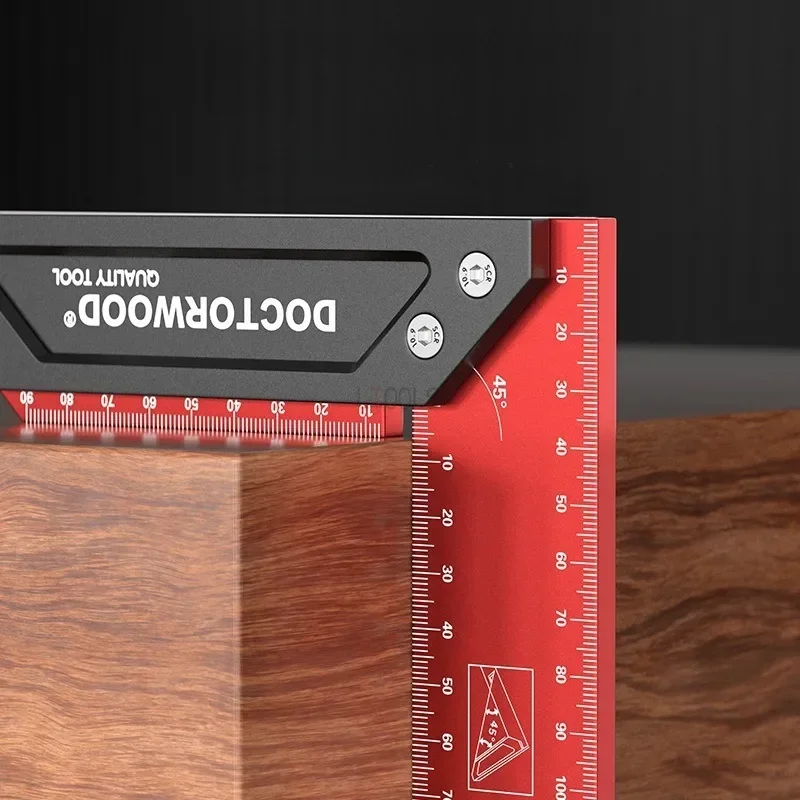 Woodworking Multifunctional Thick and Wide Seat Ruler High Precision Marking Drawing Aluminum Alloy 45 Measurement Tool Ruler