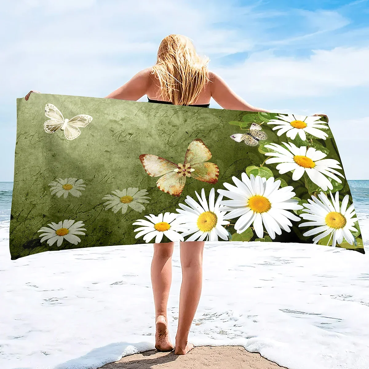 Daisy Beach Towels Oversized Extra Large Highly Absorbent Bath Towel Quick-Dry & Super Soft for Bathroom Shower Travel Pool