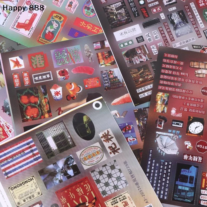 

Весенне-летние ретро-наклейки в стиле Y2K из Гонконга для журналов, дневников, альбомов – 6/12/18 листов