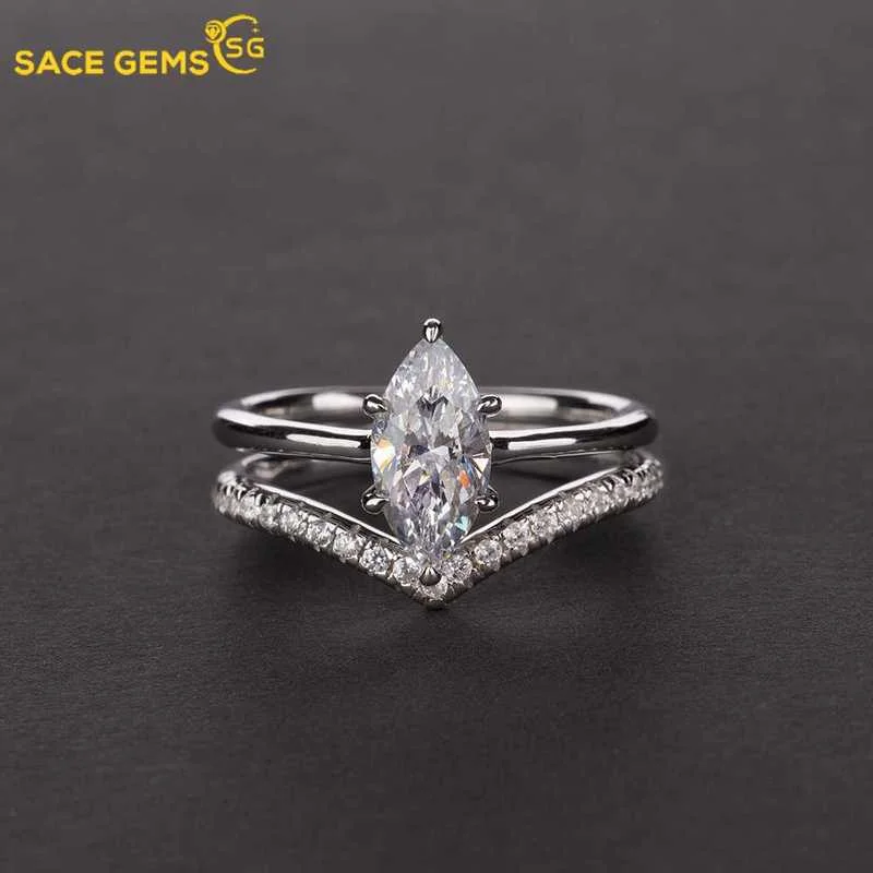 

SACE GEMS 100% 925 Sterling Silver Heart High Carbon Diamond Rings for Women Sparking Wedding Party Fine Jewelry Wholesale Gift