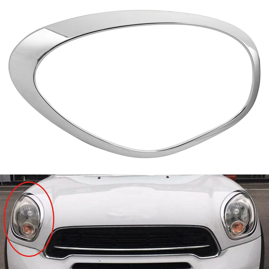 51139801574 Right Front Headlight Trim Ring Bezel Decor Fit for Mini Cooper R60 Countryman 2016 2015 2014 2013 2012 2011 Chrome