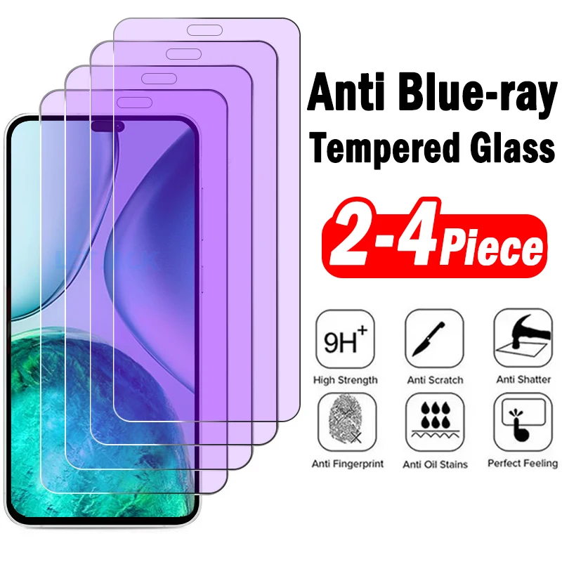 2-4 قطعة زجاج واقي مضاد للضوء الأزرق لهاتف Honor X8c X7c X9c Smart X8b X7b X6b X5b Plus X70i X60i X60 GT واقيات الشاشة