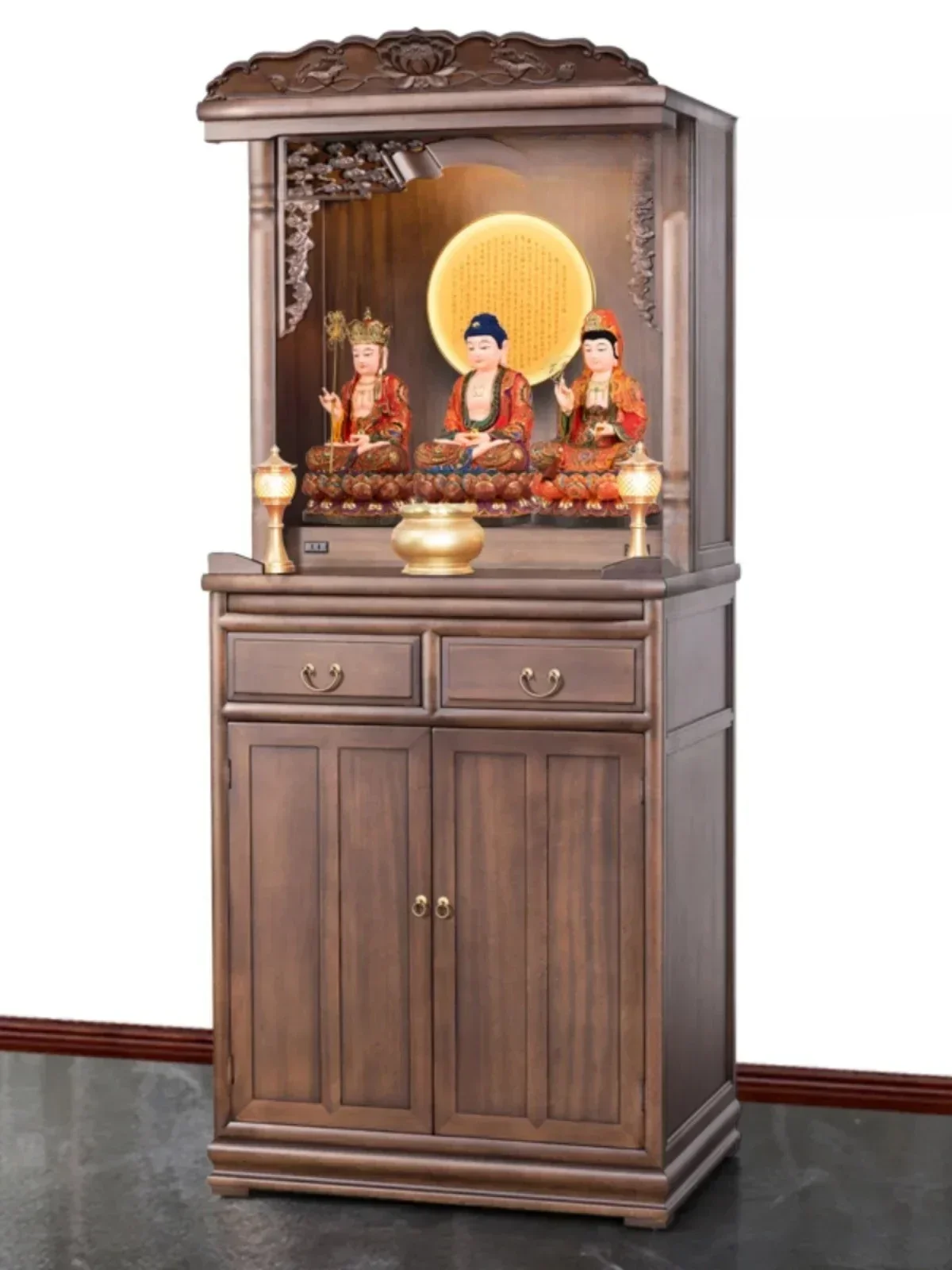Solid Wood Altar Altar New Chinese Style Clothes Closet Modern Light
