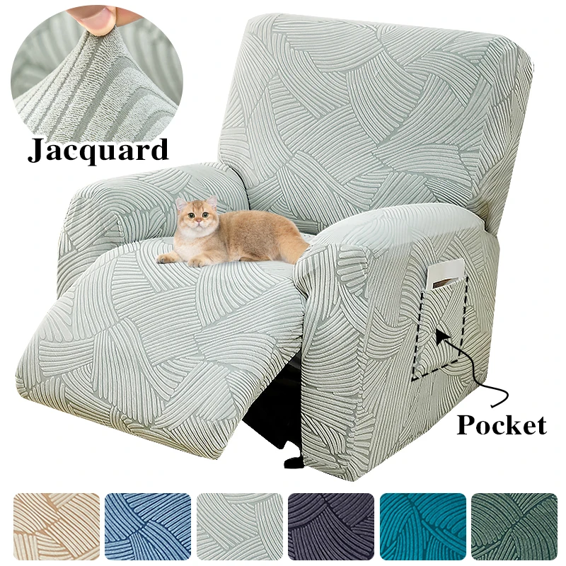 Jacquard Recliner Sofa Cover 1 Seater Stretch Lazy Boy Relax Armchair Cover Non-Slip Sofa Covers for Living Room Washable 1 Set