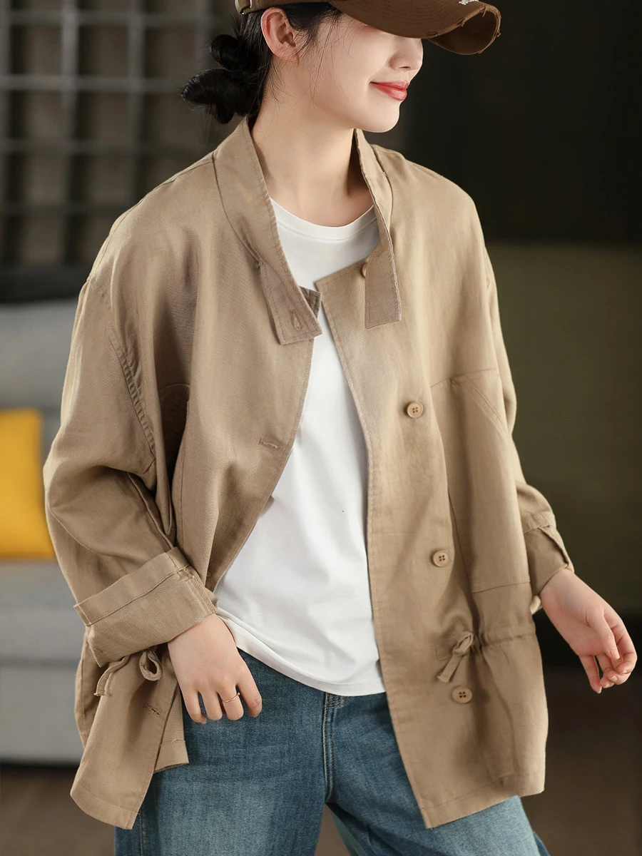 

Ретро-рубашка-жакет из льна для женщин: модный кардиган с завязками на талии, элегантная верхняя одежда миди, стильная одежда для сада и отдыха