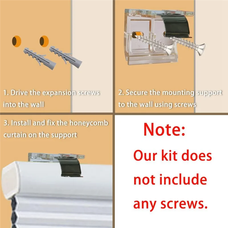 MOPHE-voor 1 inch (25 mm) draadloze geplooide tinten montagebeugelclips - 4 stuks metalen beugel met knipmontage