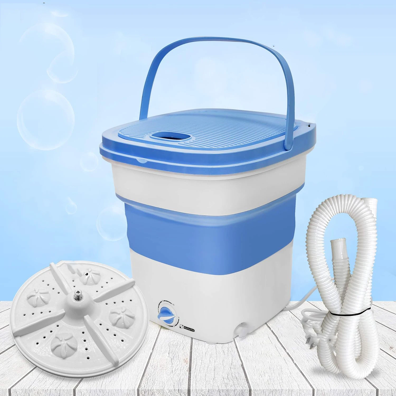 Household 8L Semi-Automatic USB Outdoor Washing Socks Underwear Intelligent Touch Screen Portable Small Folding Washing Machine