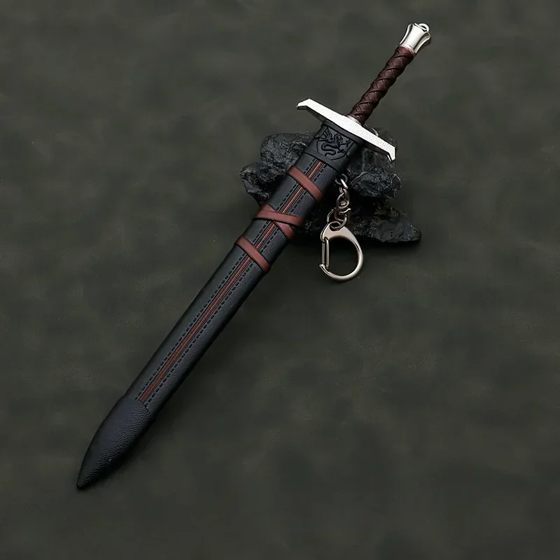 Porte-clés médiéval en métal pour enfants, épée de samouraï, Arthur Pendragon, Katana, lame non coupée, collection de modèles, cadeaux de Noël, jouets, 22cm