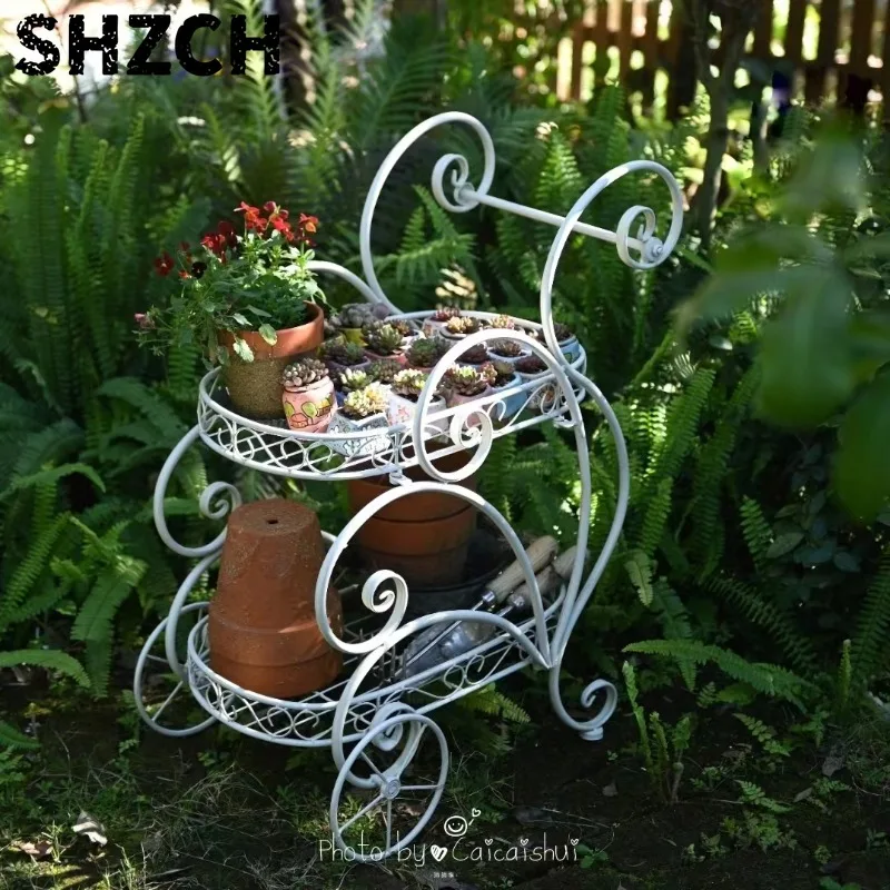 Portable Iron Garden Cart Mobile Plant Stand for Pots and Decor Balcony  Flower Holder Stylish Rolling Storage Rack for Outdoor