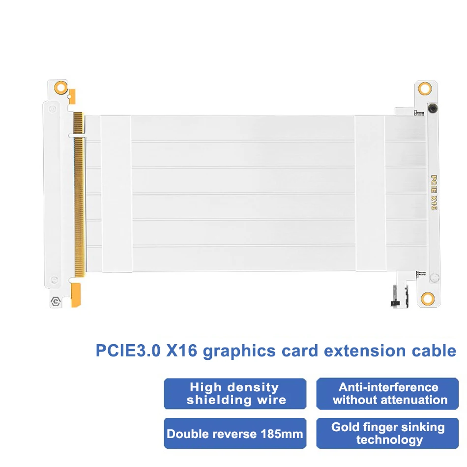 PCCOOLER PCIE 3.0/PCIE 4.0 X16 Graphics Card Extension Cable 185mm Anti-jamming GPU Riser Cable Express Riser Shielded Extender