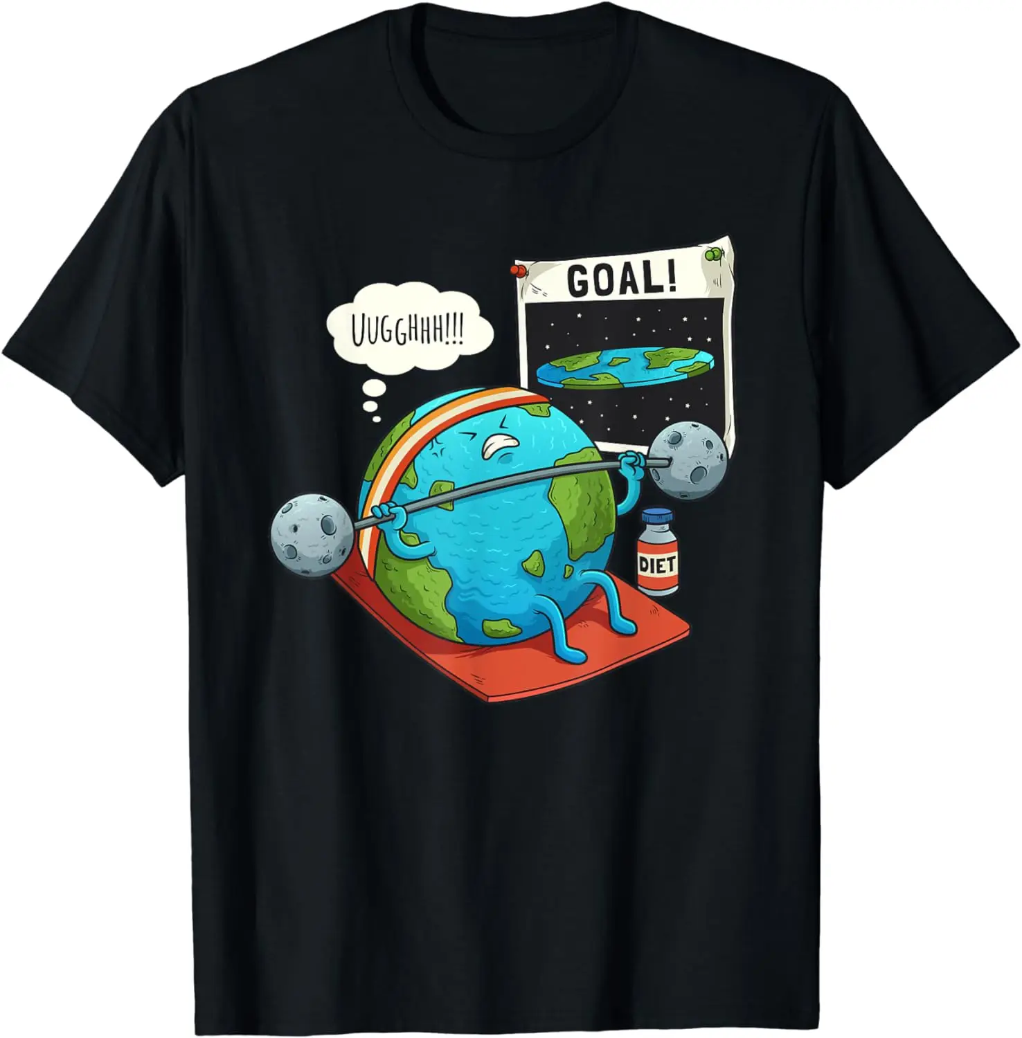 Zabawna płaska ziemia Fitness Goal trening gimnastyczny Meme koszulka męska odzież topy graficzne koszulki Streetwear