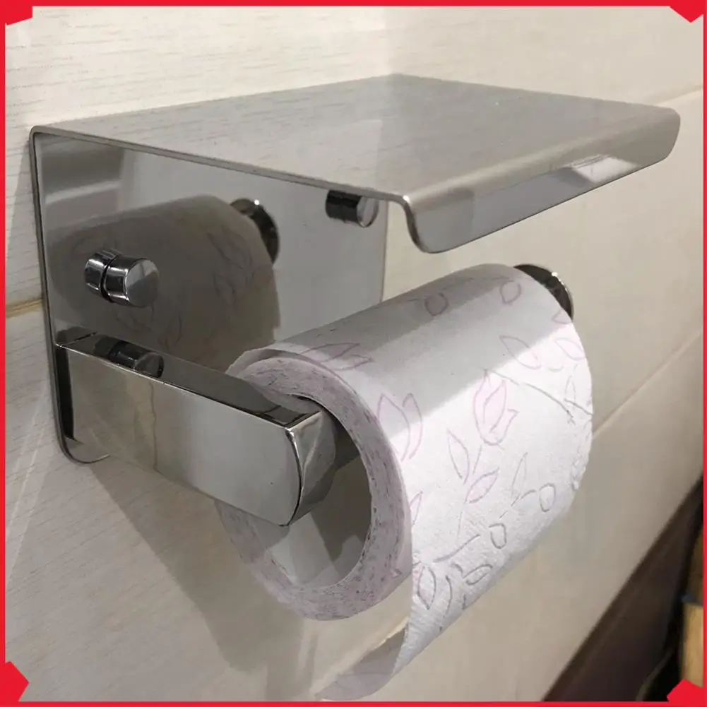 

B17B 2X SUS 304 Stainless Steel Toilet Paper Holder With Phone Shelf, Bathroom Tissue Holder Toilet Paper Roll Holder