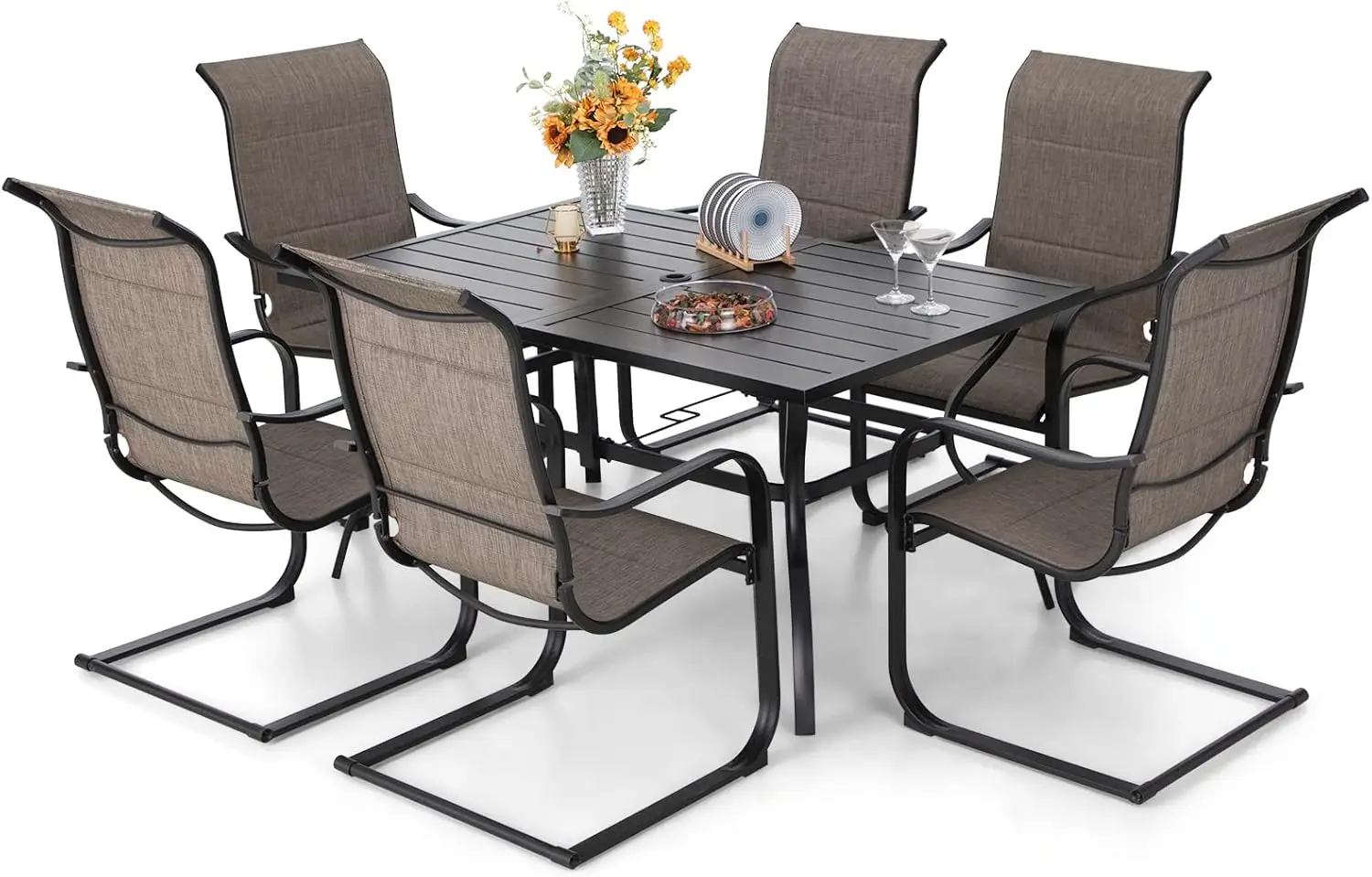 7 Piece Outdoor Patio Dining Set, 60