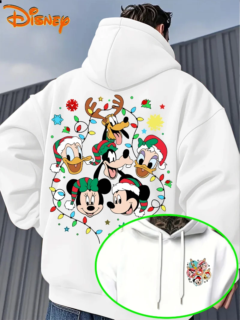 سويت شيرت رجالي بقلنسوة مع بلوفر بنمط كرتوني لعيد الميلاد، تصميم جيب أمامي، سويت شيرت بقلنسوة مناسب للارتداء الكاجوال #5