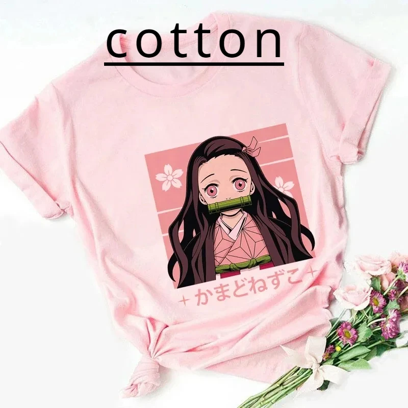 Nezuko Kamado Kimetsu No Yaiba Print Pink Kid T-shirts Children Baby Cute Harajuku Kawaii Clothes Boy Girl Tops Gift Drop Ship