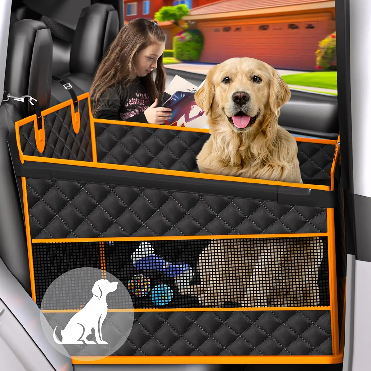 

Dog Car Seat For Large Dogs Foldable Pet Car Seat With Waterproof Oxford Fabric Non-Slip Bottom Reinforced Support