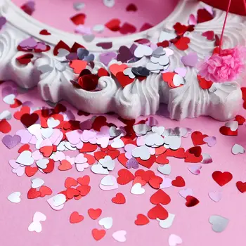 6格混合愛心亮片美甲飾品設計,紅色黑色愛心造型亮片,情人節美甲配件 10 最佳銷售 心型閃光 - №8