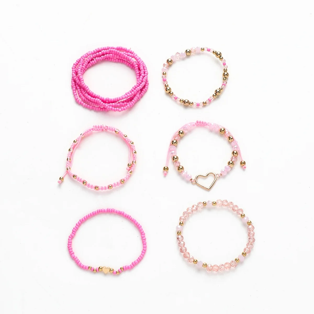 10Pcs/Set Bohemian Handmade Rice Beads Heart-Shaped Bracelets Set For Women Jewlery Accessories ﻿